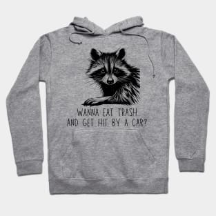 Wanna Eat Trash And Get Hit By A Car Raccoon Black Work Minimalist Hoodie